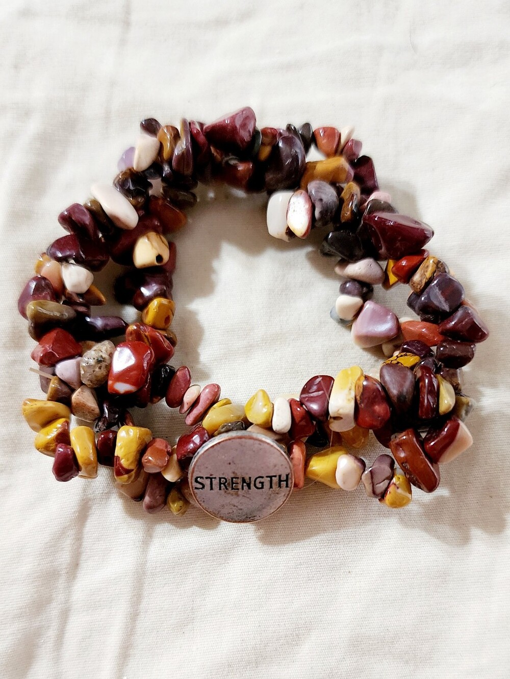Strength Multi-Stone Stretch Bracelet - Yellow & Burgundy